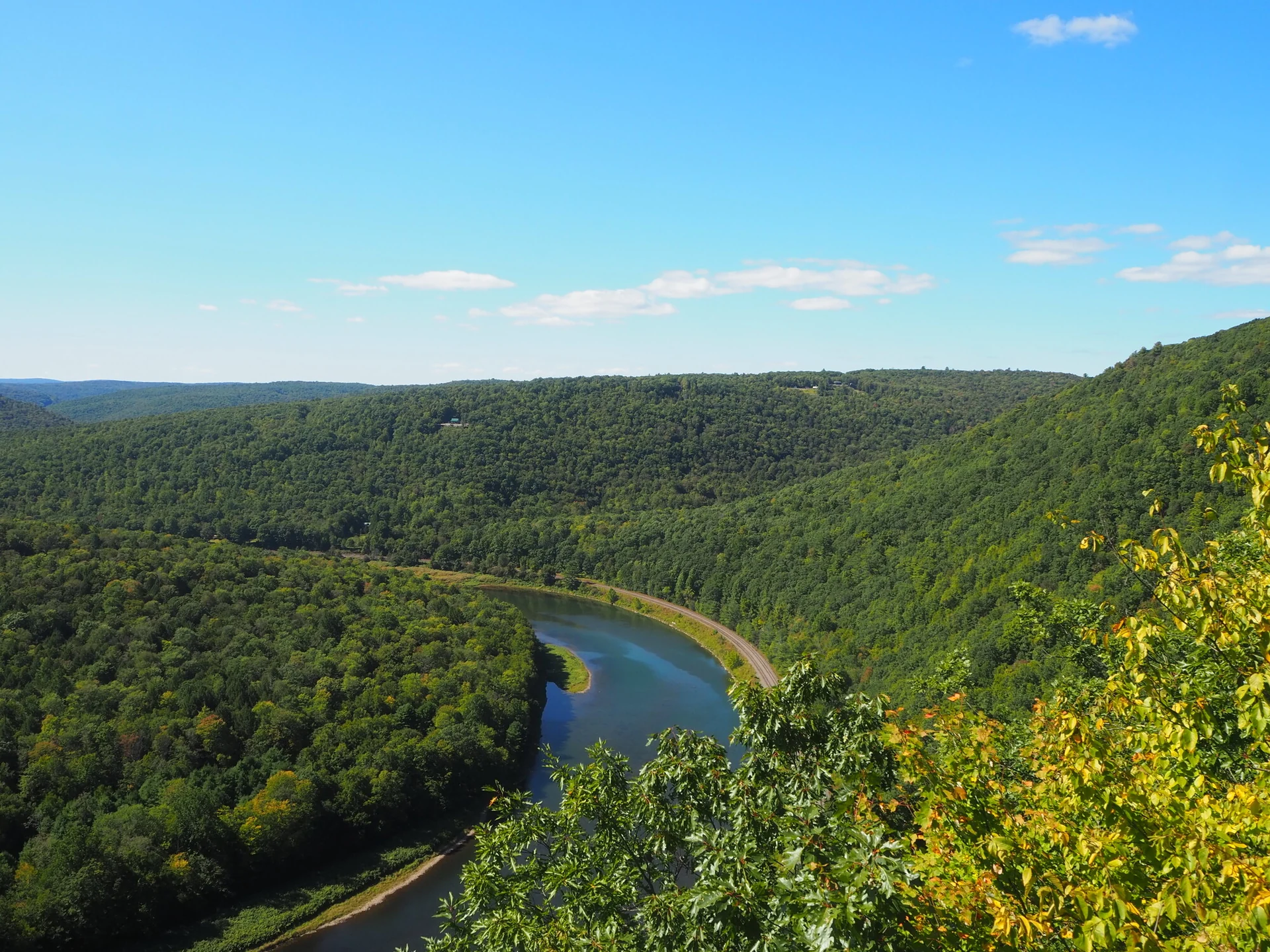 A bend of the Upper Delaware River viewed from Jensen’s Ledges, near Long Eddy.